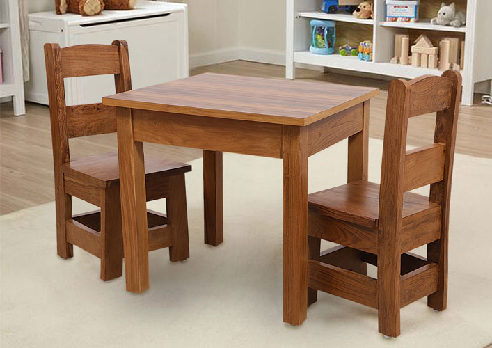 Joy & Me Kids Table with Chairs (Pure Sheesham Wood) by Springtek